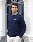 Men's Casual Long Sleeve Polo Shirt - Blue XL