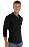 Askdeer Slim Fit Long Sleeve Zipper Polo Shirt