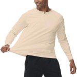 Men's Lightweight Long Sleeve Henley Shirt in Apricot
