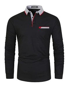 Men's Long Sleeve Classic Polo Shirt with Pocket