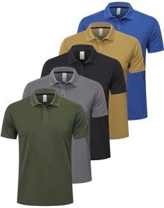 Men's 5-Pack Quick-Dry Polo Shirts - Athletic Style