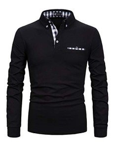 Men's Casual Fit Long Sleeve Polo Shirt - Black