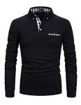 Men's Casual Fit Long Sleeve Polo Shirt - Black