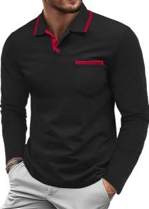 Men's Long Sleeve Golf Polo Shirt - Black