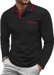 Men's Long Sleeve Golf Polo Shirt - Black