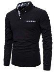Men's Casual Fit Long Sleeve Polo Shirt - Black