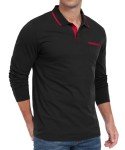 Men's Long Sleeve Golf Polo Shirt - Black