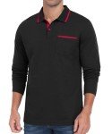 Men's Long Sleeve Golf Polo Shirt - Black