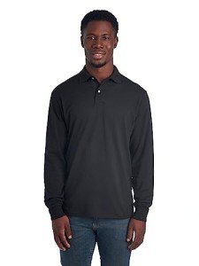 Men’s Long Sleeve Stain-Resistant Polo Shirt - Black