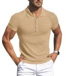 Arvilhill Men's Quick Dry Golf Polo Shirt - Khaki