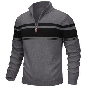 TACVASEN Men's Striped Golf Pullover Sweater