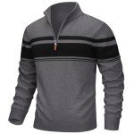 TACVASEN Men's Striped Golf Pullover Sweater