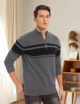 TACVASEN Men's Striped Golf Pullover Sweater