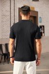 Men's Zippered Short Sleeve Ribbed Polo Shirt