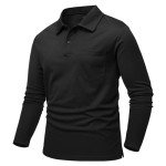 Men's Long Sleeve Quick Dry Polo Shirt - Black