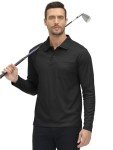 Men's Long Sleeve Quick Dry Polo Shirt - Black