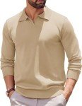 Men's Lightweight Long Sleeve Ribbed Polo Sweater