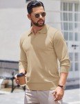 Men's Lightweight Long Sleeve Ribbed Polo Sweater