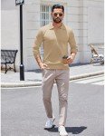 Men's Lightweight Long Sleeve Ribbed Polo Sweater