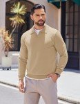 Men's Lightweight Long Sleeve Ribbed Polo Sweater