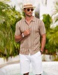 Men's Vintage Knit Polo Shirt - Khaki Casual Summer