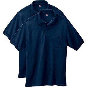 Hanes Men's Navy Pocket Polo Shirts – 2 Pack