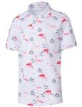 Men's Hawaiian Golf Polo Shirt - White Flamingo