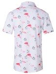 Men's Hawaiian Golf Polo Shirt - White Flamingo