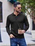 COOFANDY Men's Long Sleeve Knit Polo Shirt