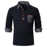 Men's Patchwork Sleeve Polo Shirt - Blue Large