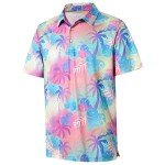 Men's Moisture-Wicking Palm Tree Golf Polo Shirt