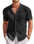 COOFANDY Men's Black Short Sleeve Polo Shirt