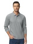 Men's Tactical Performance Long Sleeve Polo Shirt, Grey