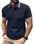 Men's Blue Short Sleeve Cotton Polo Shirts