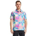 Men's Moisture-Wicking Palm Tree Golf Polo Shirt