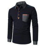 Men's Patchwork Sleeve Polo Shirt - Blue Large
