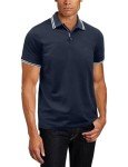 Men's Blue Short Sleeve Cotton Polo Shirts