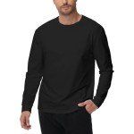 Men's Casual Long Sleeve Athletic Workout Tee - Black