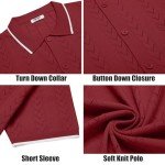Men's Wine Red Knit Short Sleeve Polo Shirt