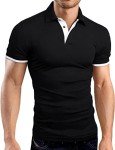 KUYIGO Men's Slim Fit Short Sleeve Polo - Black