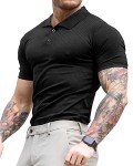 Men's Slim Fit Muscle Polo Shirt - Black