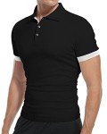 KUYIGO Men's Slim Fit Short Sleeve Polo - Black