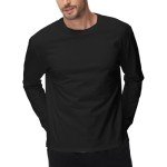 Men's Casual Long Sleeve Athletic Workout Tee - Black