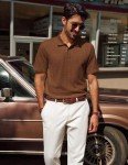 Men's Slim Fit Coffee Golf Polo Shirt