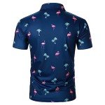 Men's Casual Short Sleeve Polo Shirt - Flamingo Print