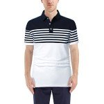 Men's Blue and White Striped Golf Polo