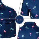 Men's Casual Short Sleeve Polo Shirt - Flamingo Print