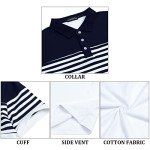 Men's Blue and White Striped Golf Polo