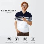 Men's Blue and White Striped Golf Polo