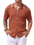 Men's Vintage Button Up Slim Fit Polo Shirt